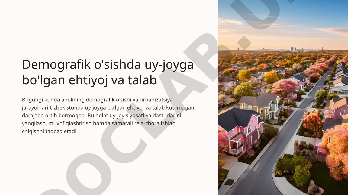 Demografik o'sishda uy-joyga bo'lgan ehtiyoj va talab
