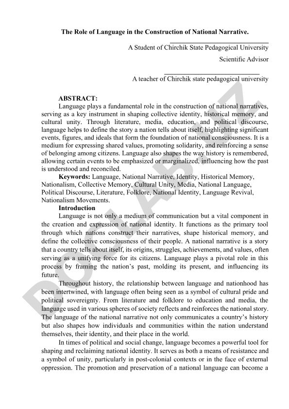 The Role of Language in the Construction of National Narrative