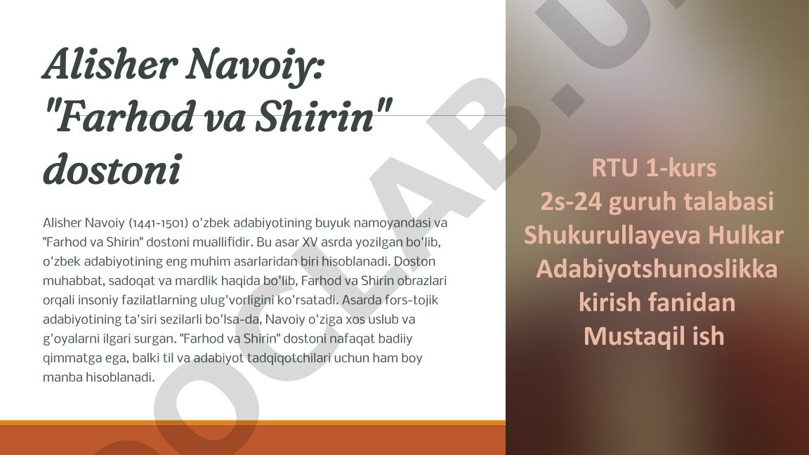 Alisher Navoiyning Farhod va Shirin dostoni