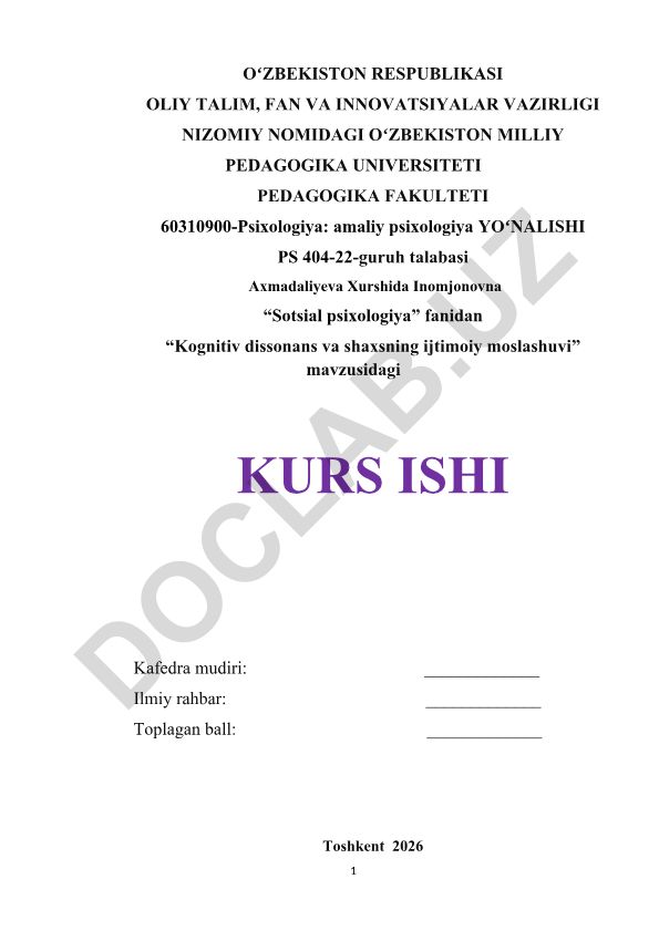 Kognitiv dissonans va shaxsning ijtimoiy moslashuvi