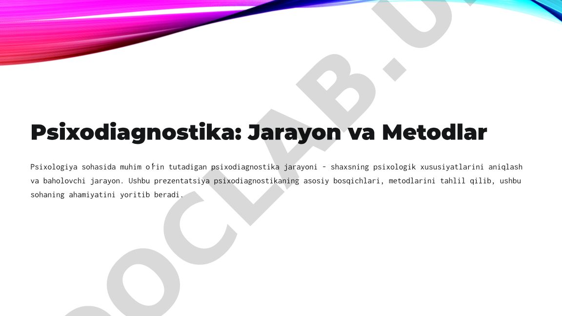 Psixodiagnostika: Jarayon va Metodlar