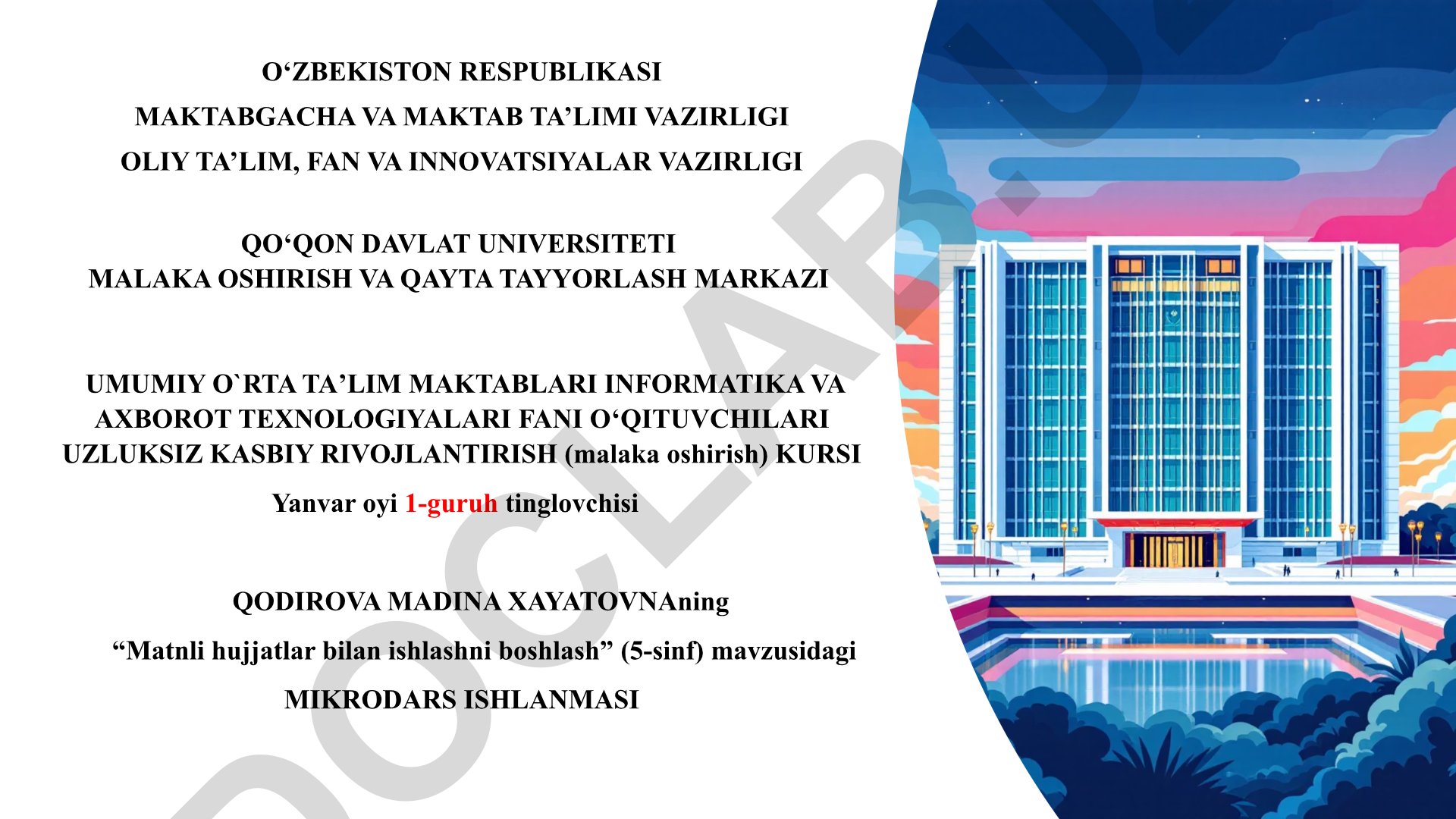 Matnli hujjatlar bilan ishlashni boshlash (5-sinf)