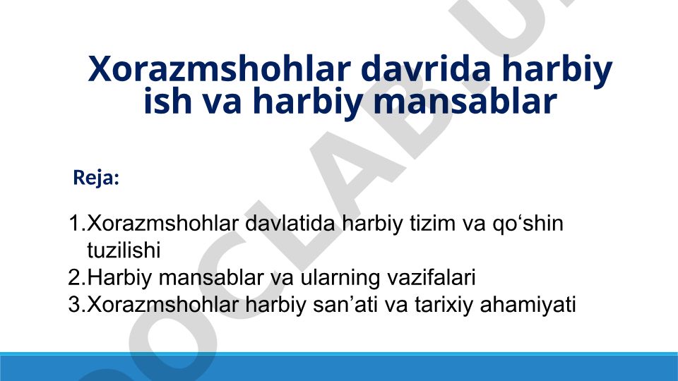 Xorazmshohlar davrida harbiy ish va harbiy mansablar