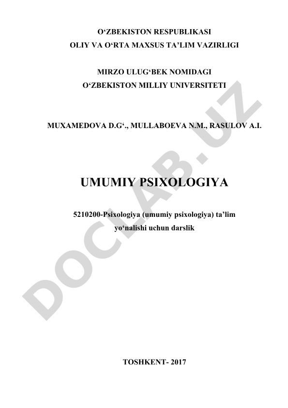 Umumiy psixologiya darsligi: Evolyusion va shaxs psixologiyasi