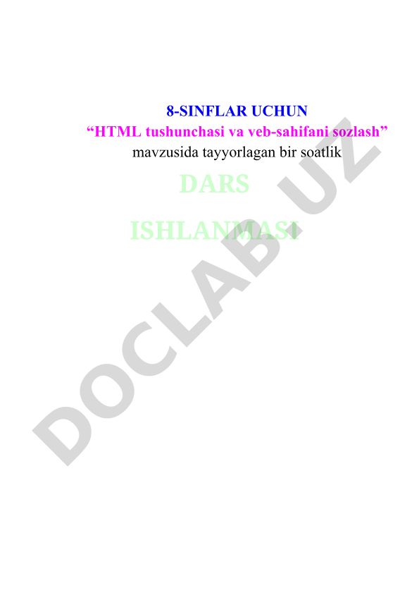 HTML tushunchasi va veb-sahifani sozlash