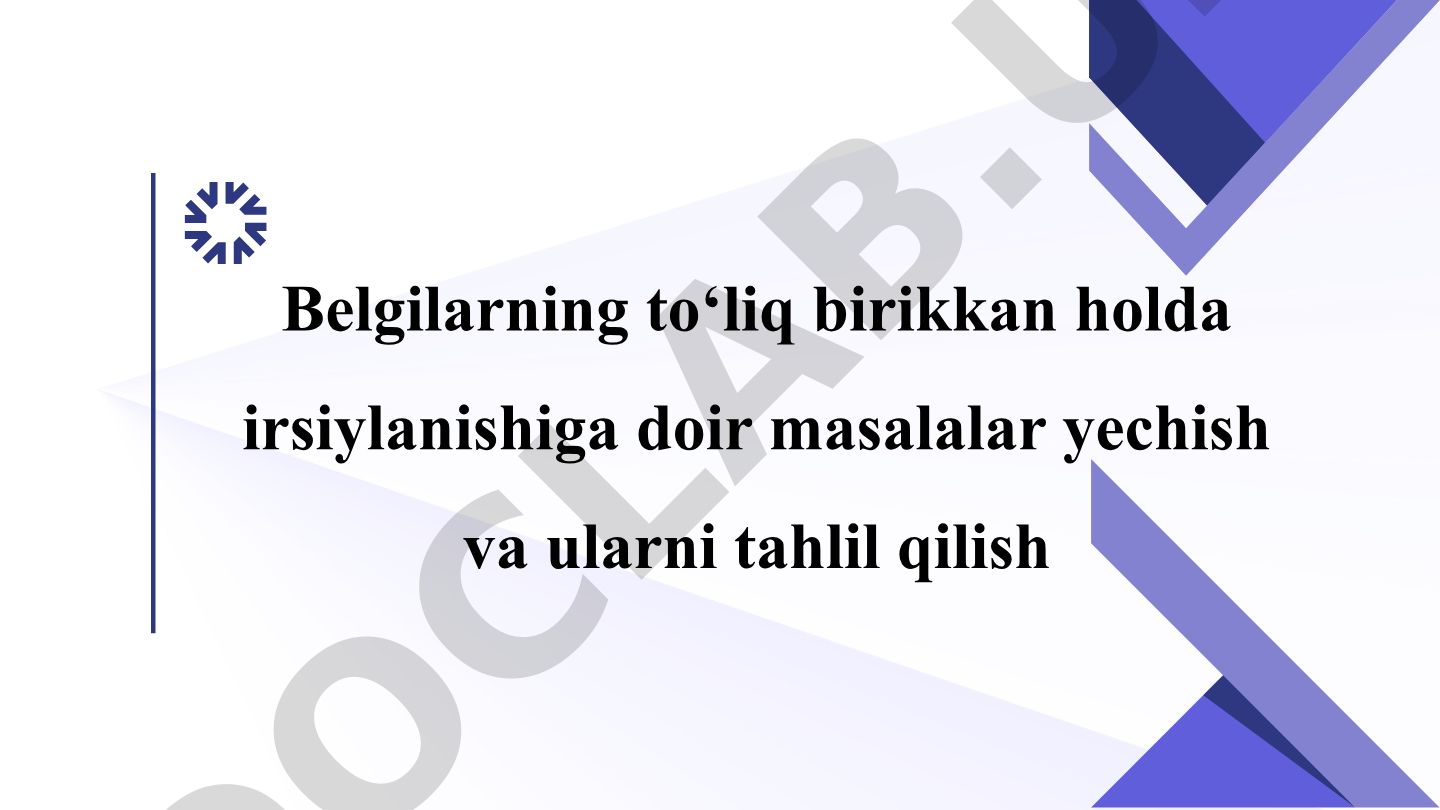 To'liq birikkan belgilar irsiylanishi va masalalar yechish