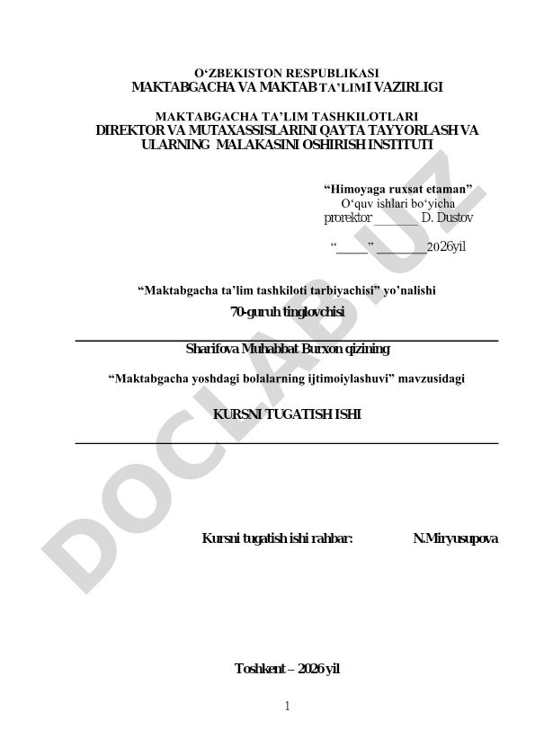 Maktabgacha yoshdagi bolalarning ijtimoiylashuvi