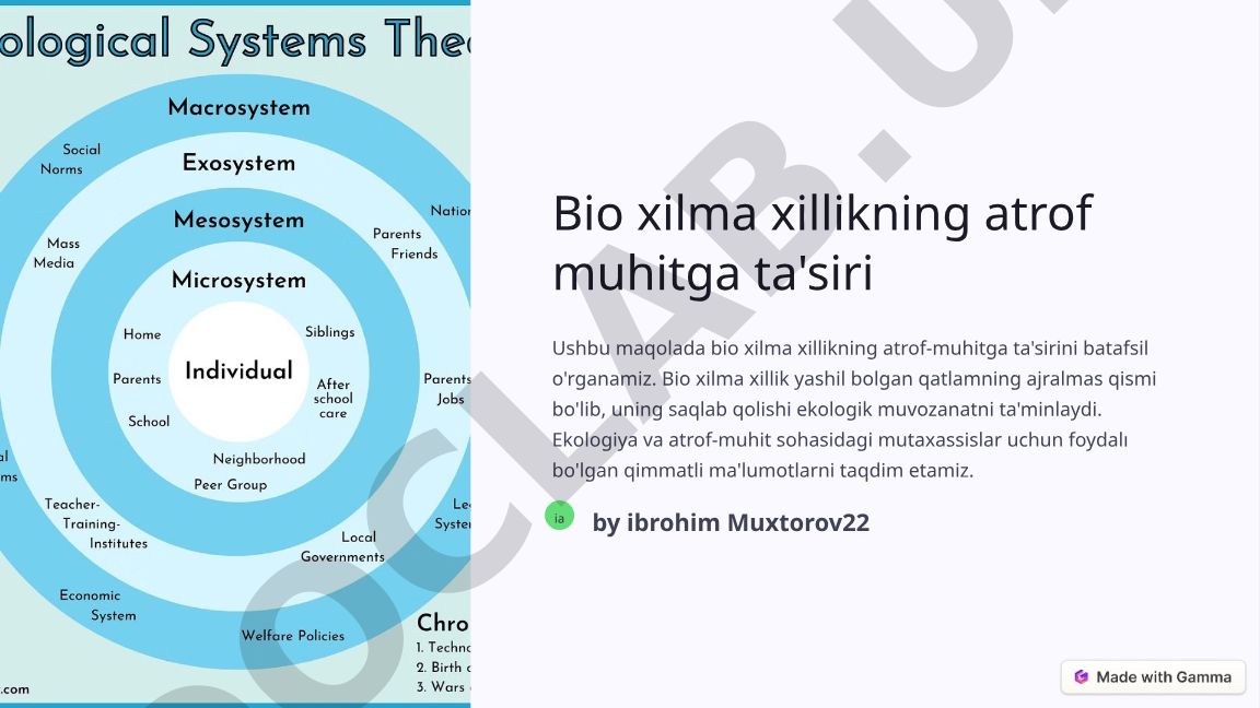 Bio xilma xillikning atrof muhitga ta'siri