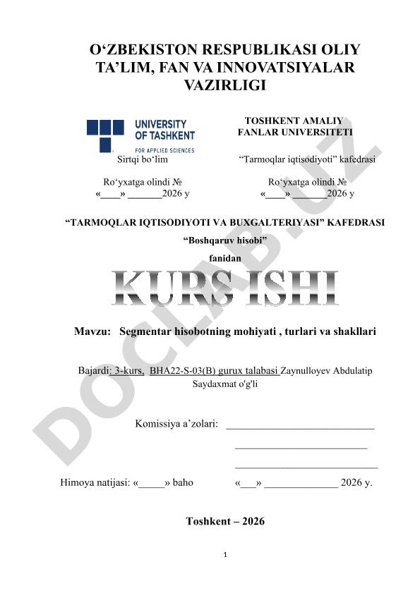Segmentar hisobotning mohiyati, turlari va shakllari