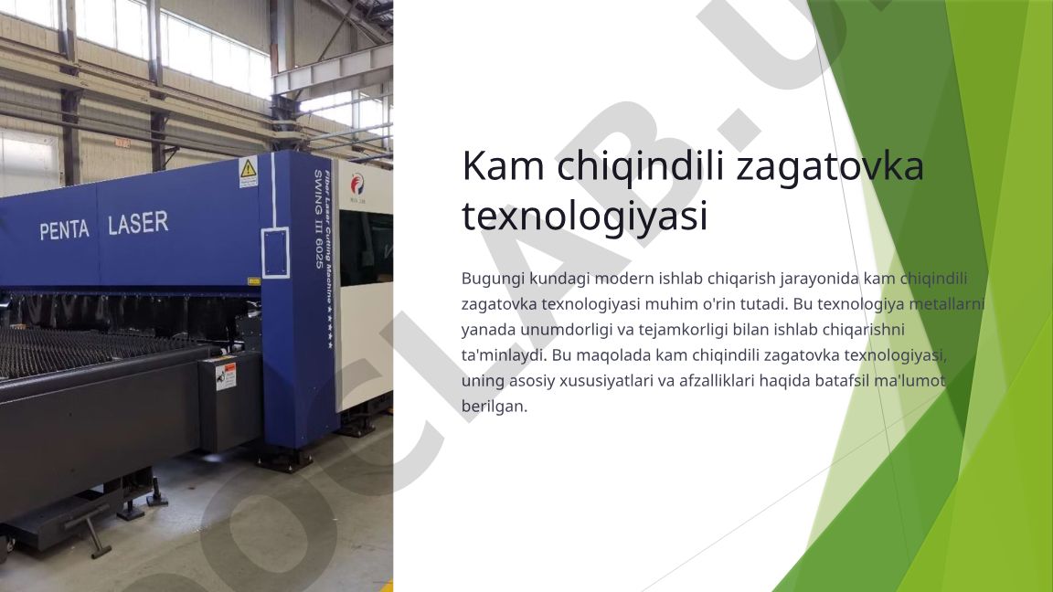 Kam chiqindili zagatovka texnologiyasi