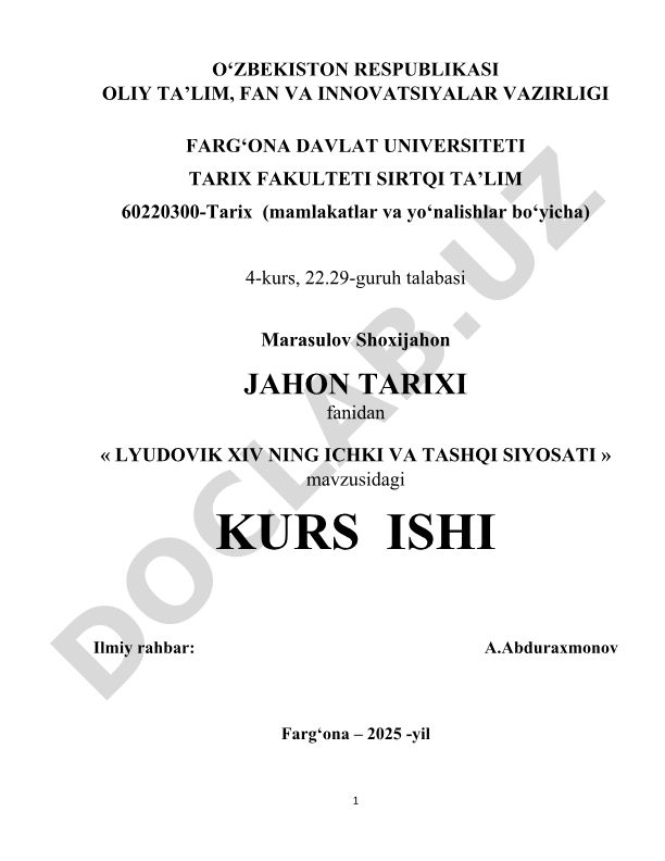 Lyudovik XIV ning ichki va tashqi siyosati