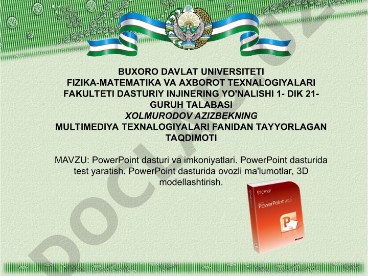 PowerPoint dasturi va imkoniyatlari