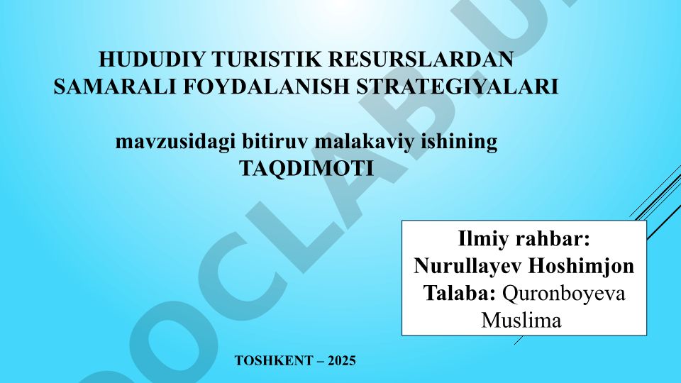 Hududiy turistik resurslardan samarali foydalanish strategiyalari