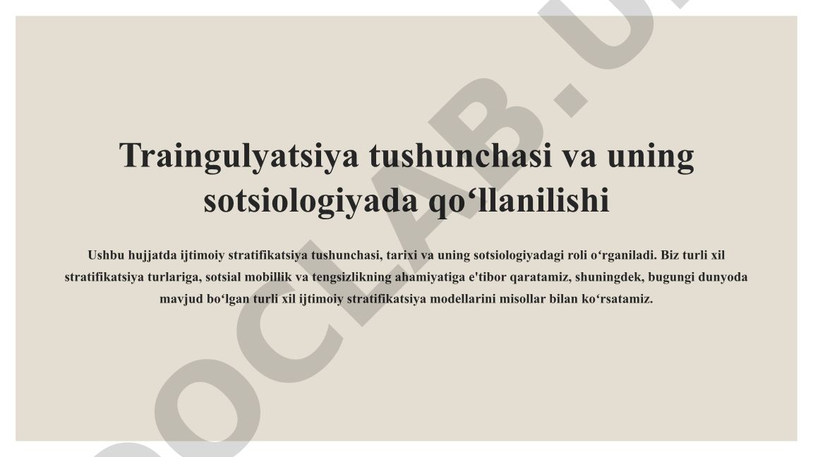 Traingulyatsiya tushunchasi va uning sotsiologiyada qoʻllanilishi