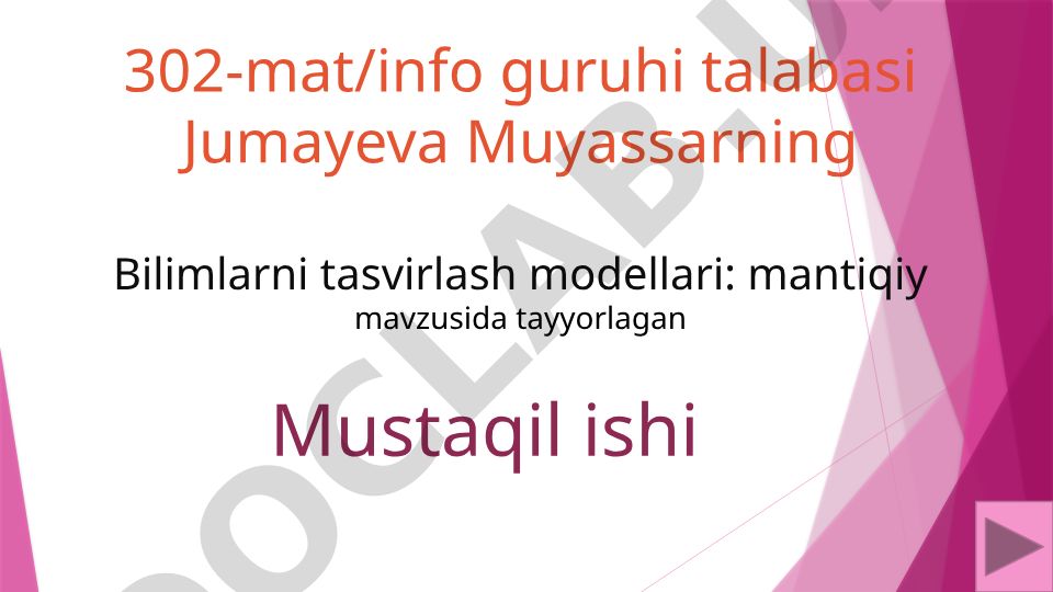 Bilimlarni tasvirlash modellari: mantiqiy