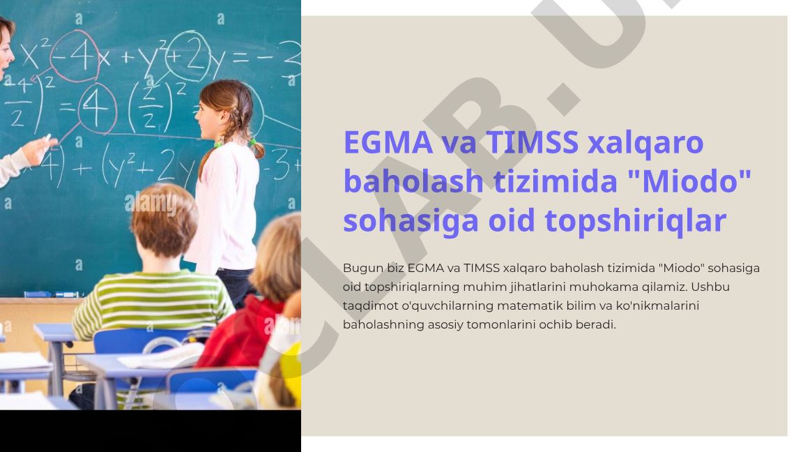 EGMA va TIMSS xalqaro baholash tizimida Miodo sohasiga oid topshiriqlar