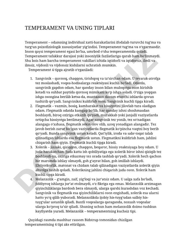 Temperament va uning tiplari