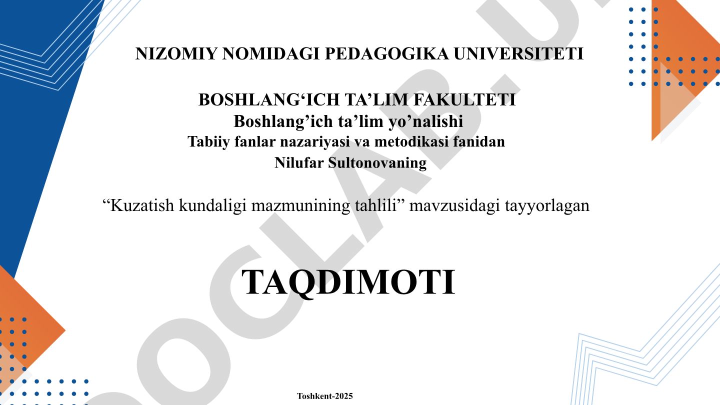 Kuzatish kundaligi mazmunining tahlili