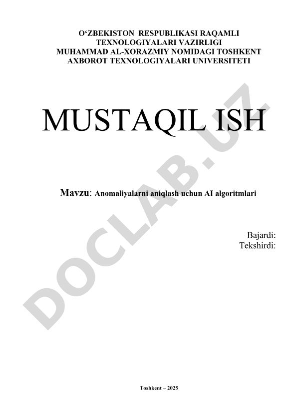 Anomaliyalarni aniqlash uchun AI algoritmlari