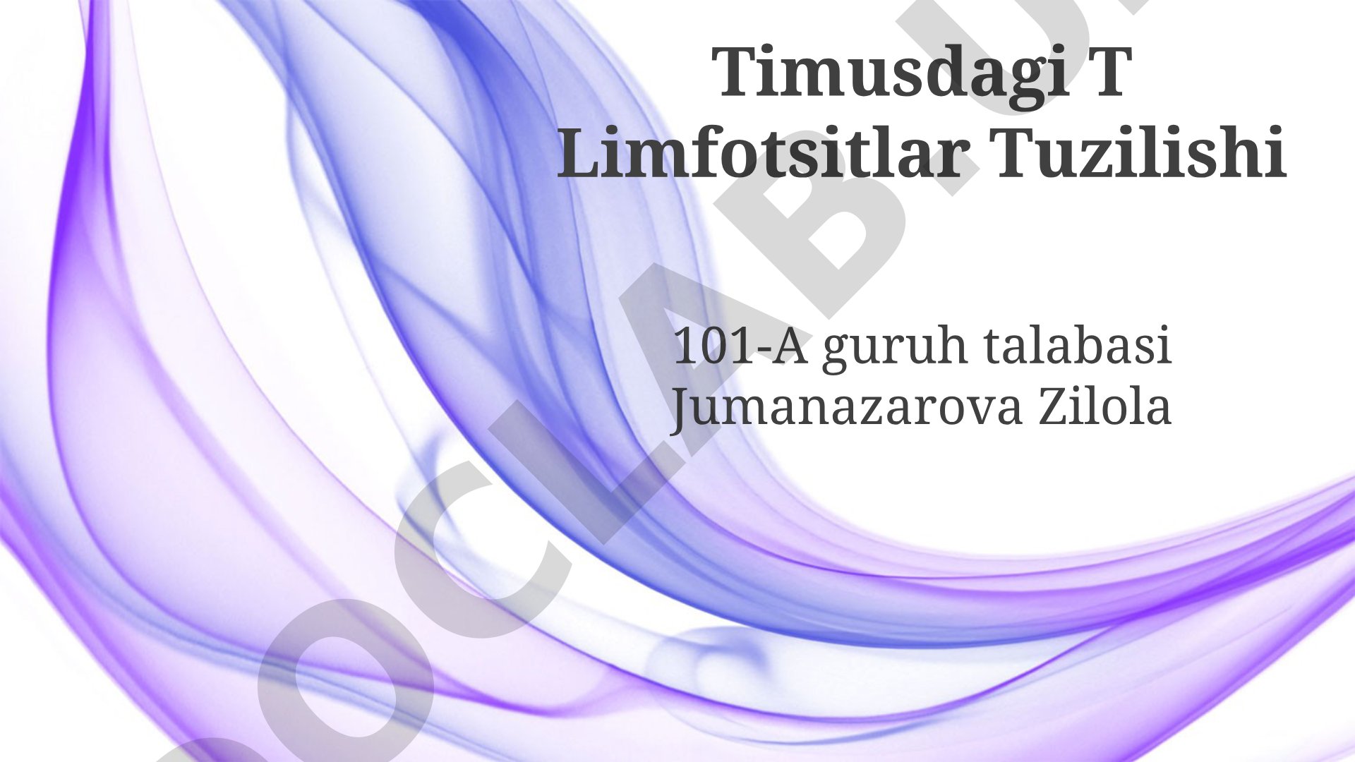 Timusdagi T Limfotsitlar Tuzilishi