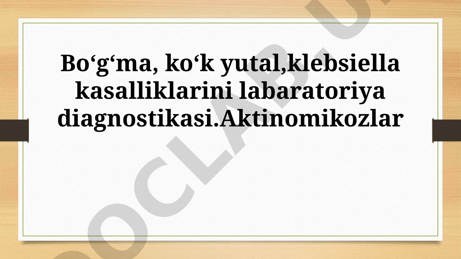 Boʻgʻma, koʻk yutal, klebsiella kasalliklarini laboratoriya diagnostikasi