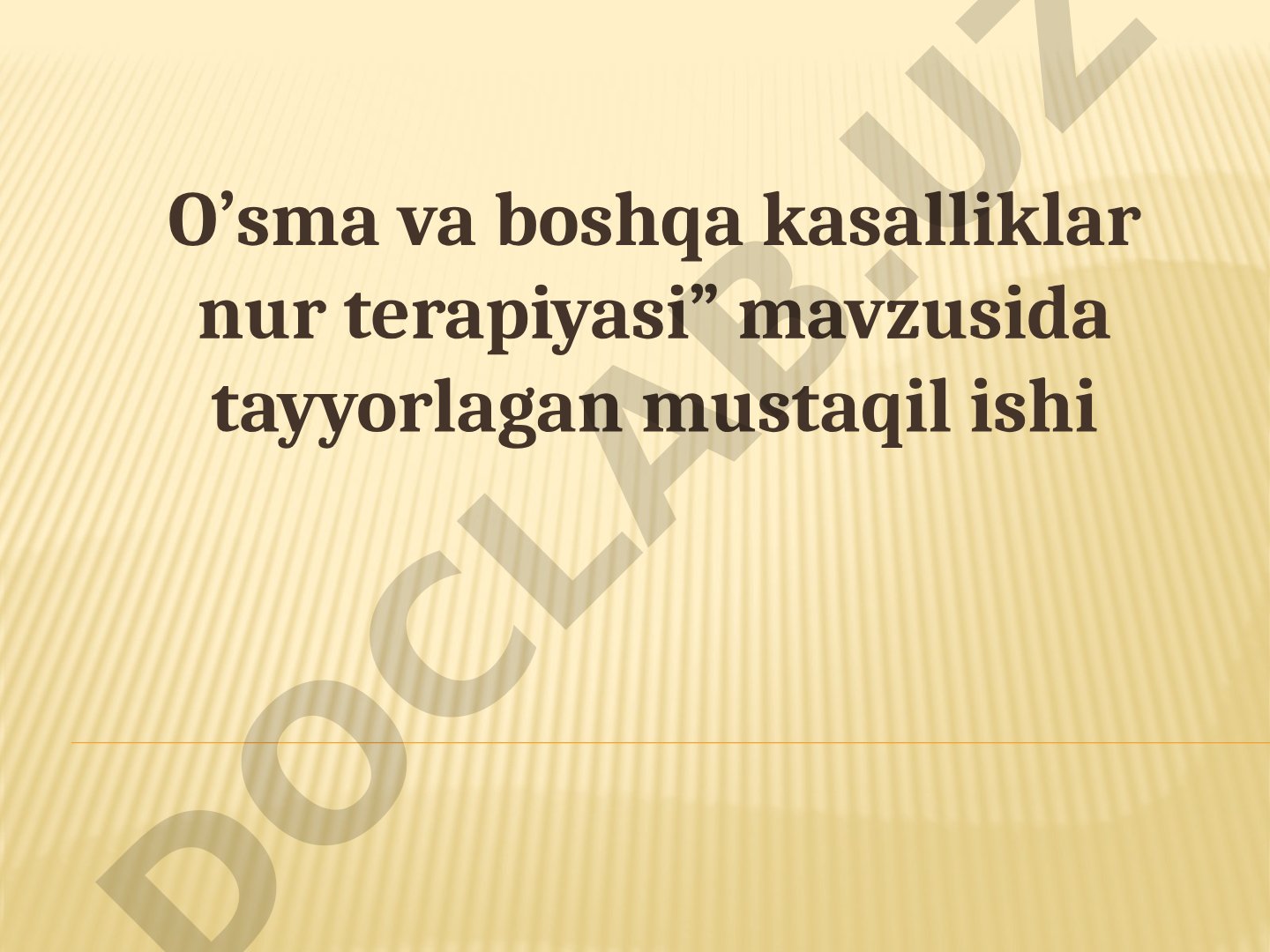 O'sma va boshqa kasalliklar nur terapiyasi
