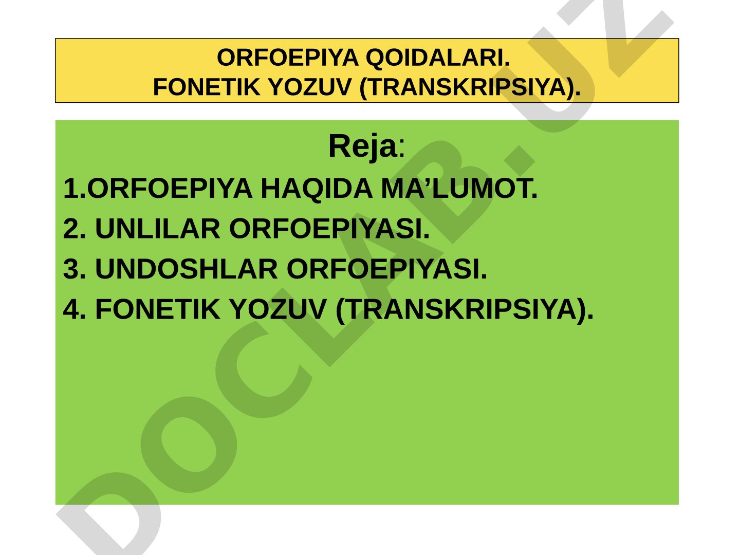 Orfoepiya qoidalari. Fonetik yozuv (transkripsiya)