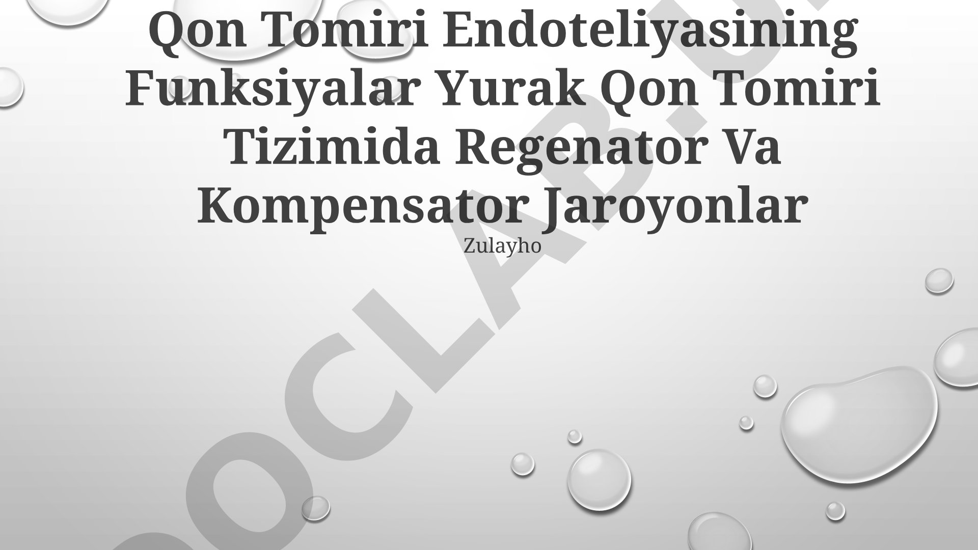 Qon Tomiri Endoteliyasining Funksiyalar Yurak Qon Tomiri Tizimida Regenator Va Kompensator Jaroyonlar