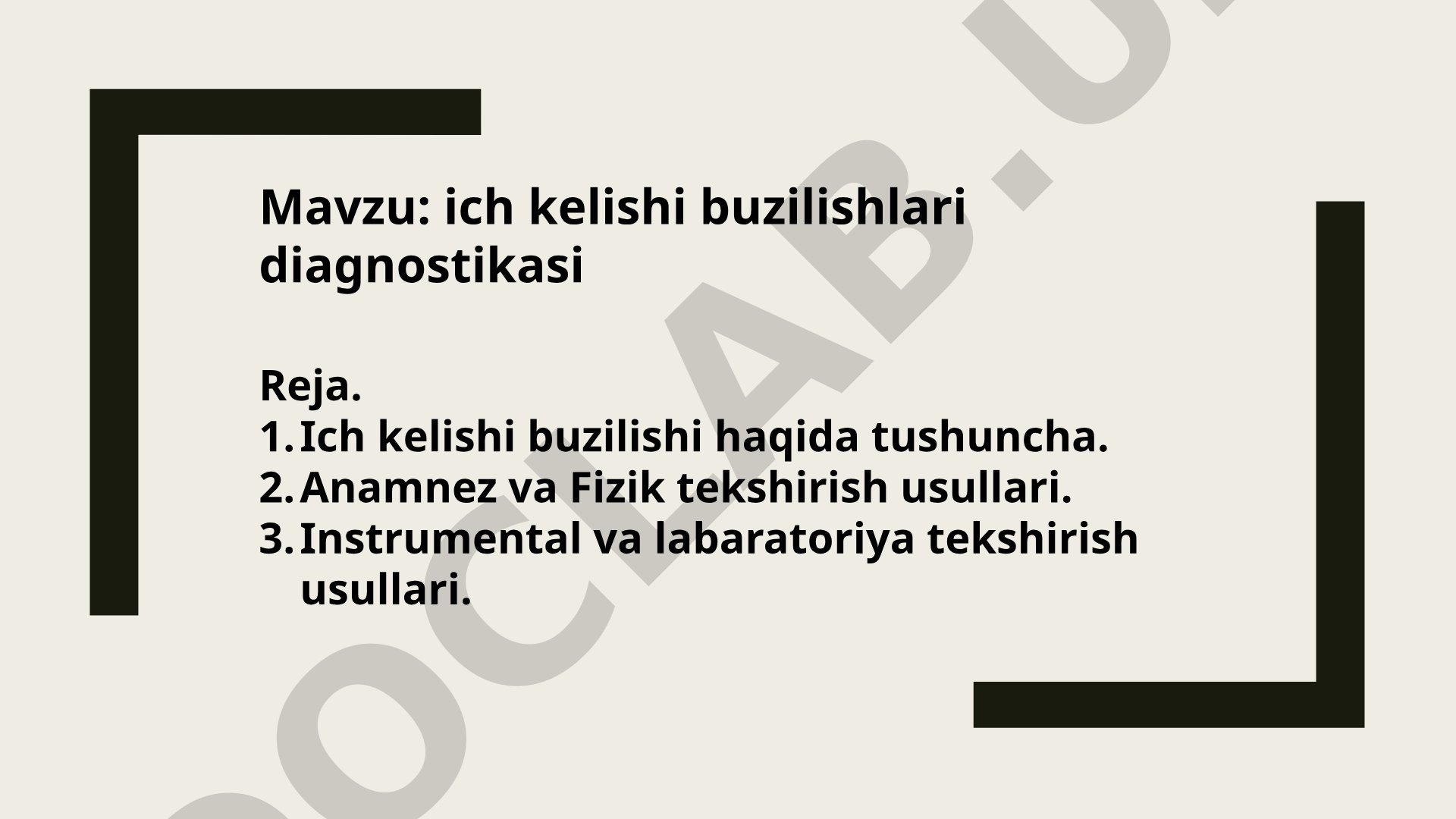 Ich kelishi buzilishlari diagnostikasi