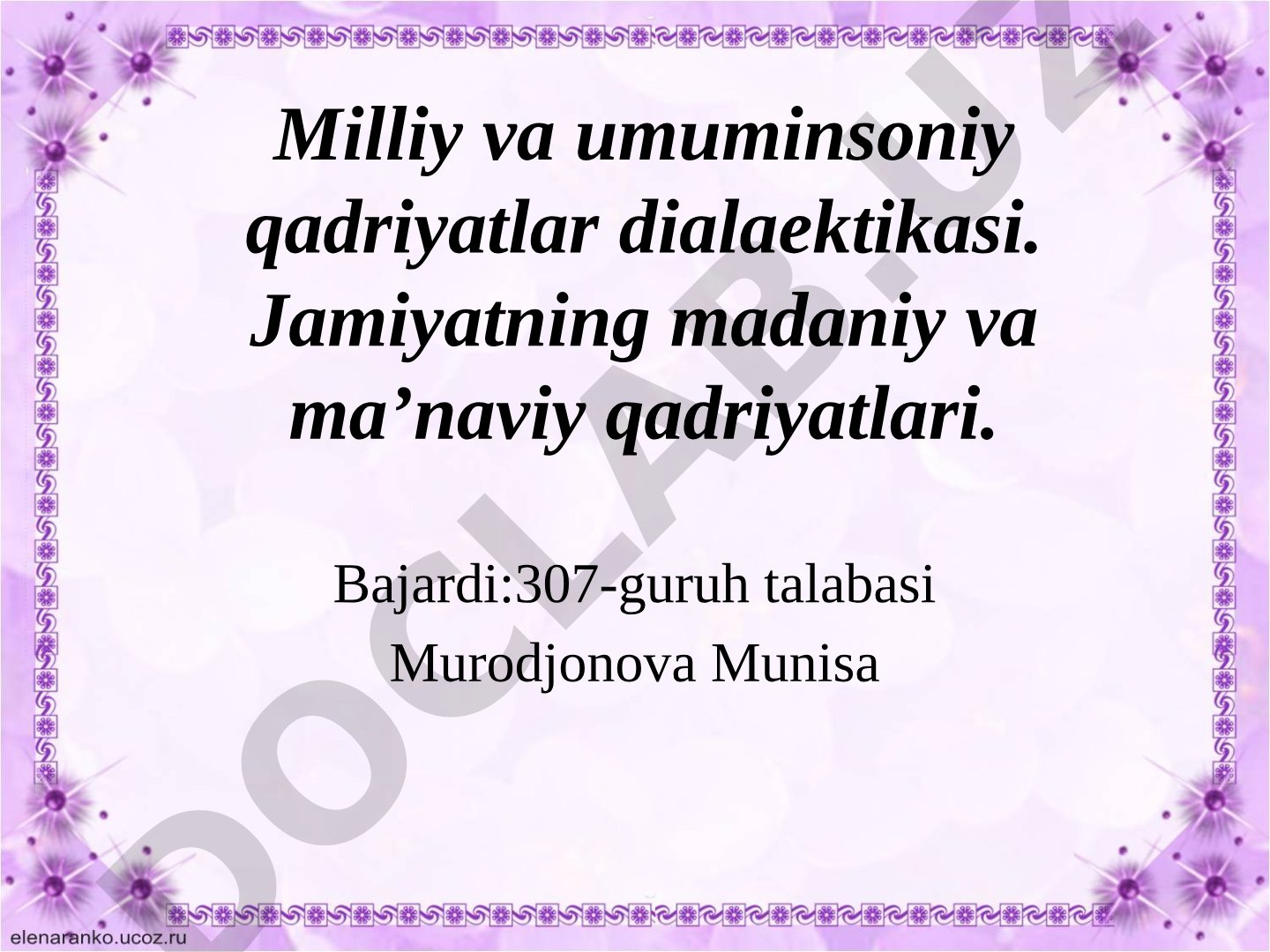 Milliy va umuminsoniy qadriyatlar dialektikasi
