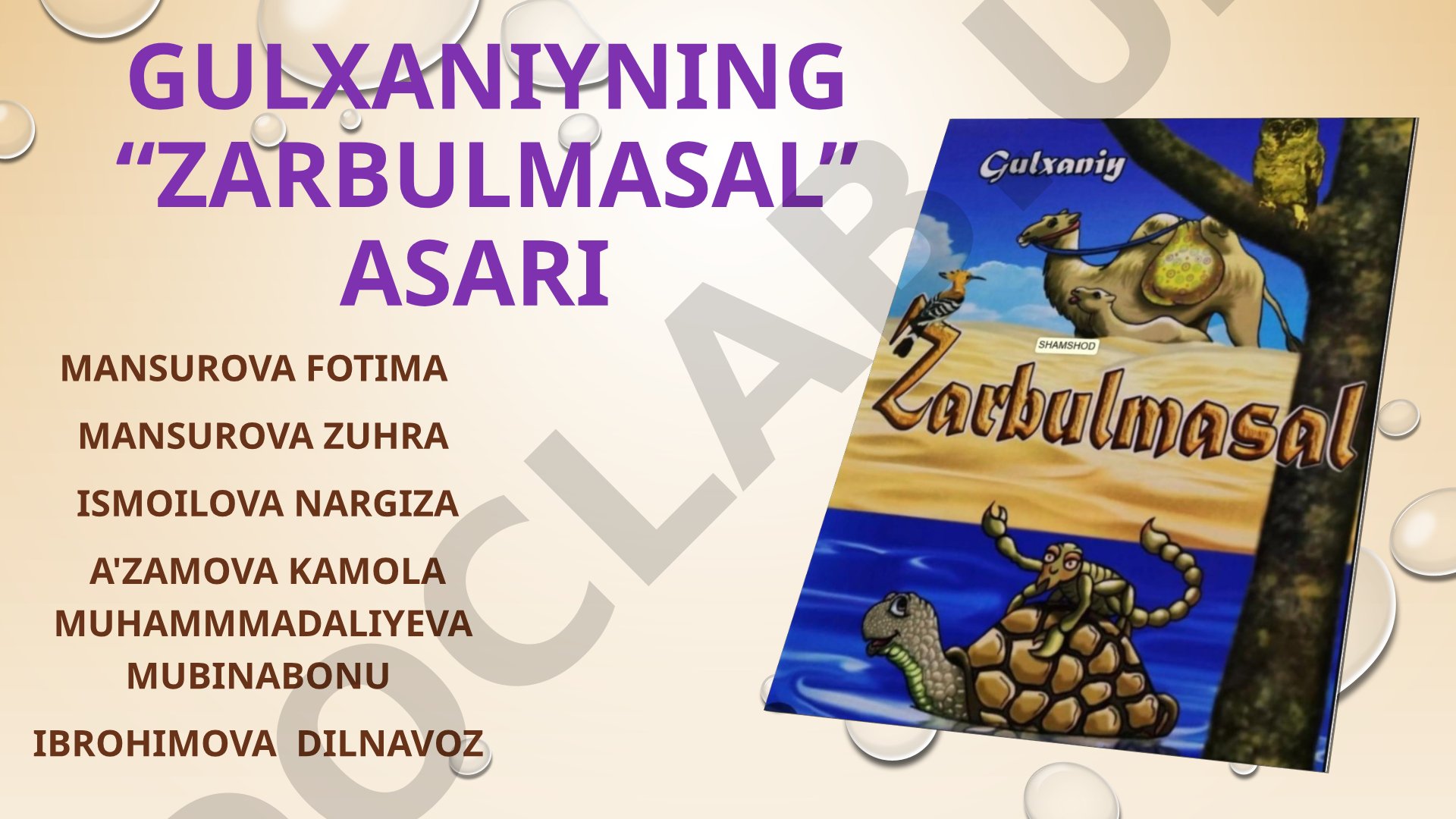 Gulxaniyning “zarbulmasal” asari