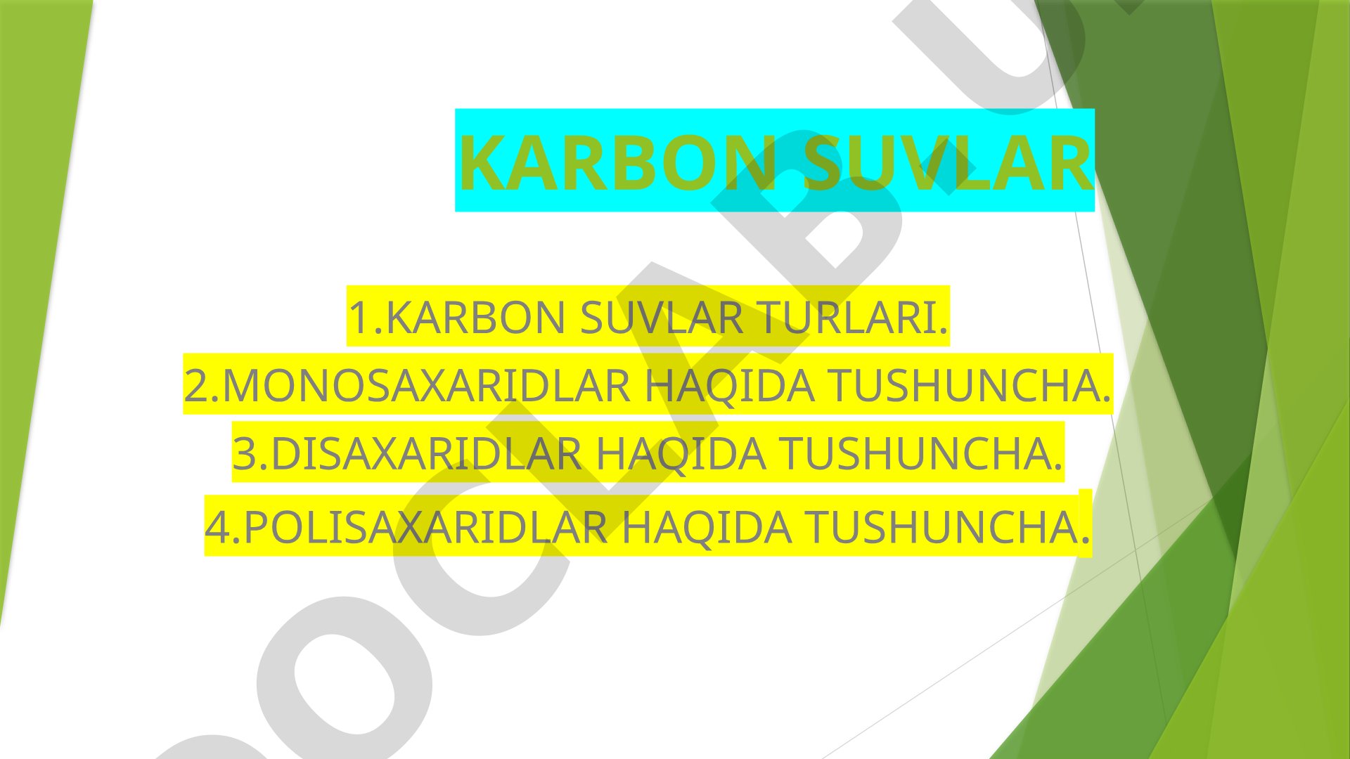 Karbon suvlar turlari va ularning xususiyatlari