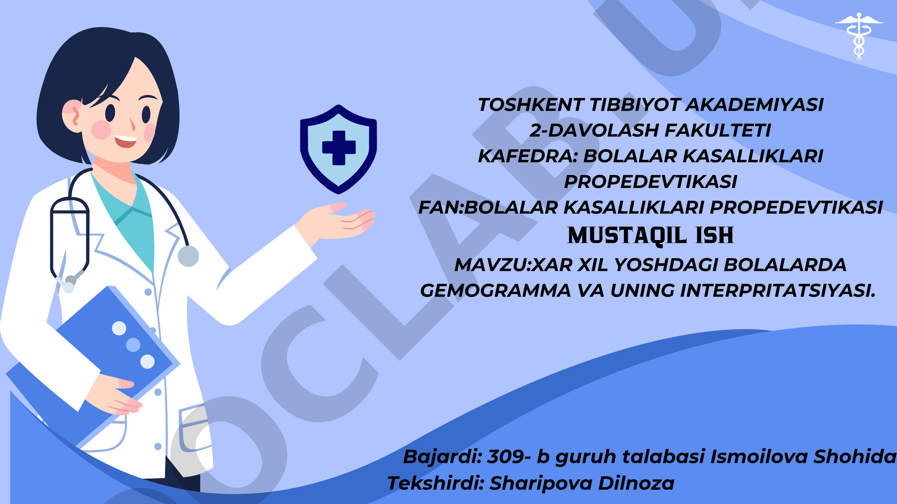 Xar xil yoshdagi bolalarda gemogramma va uning interpretatsiyasi