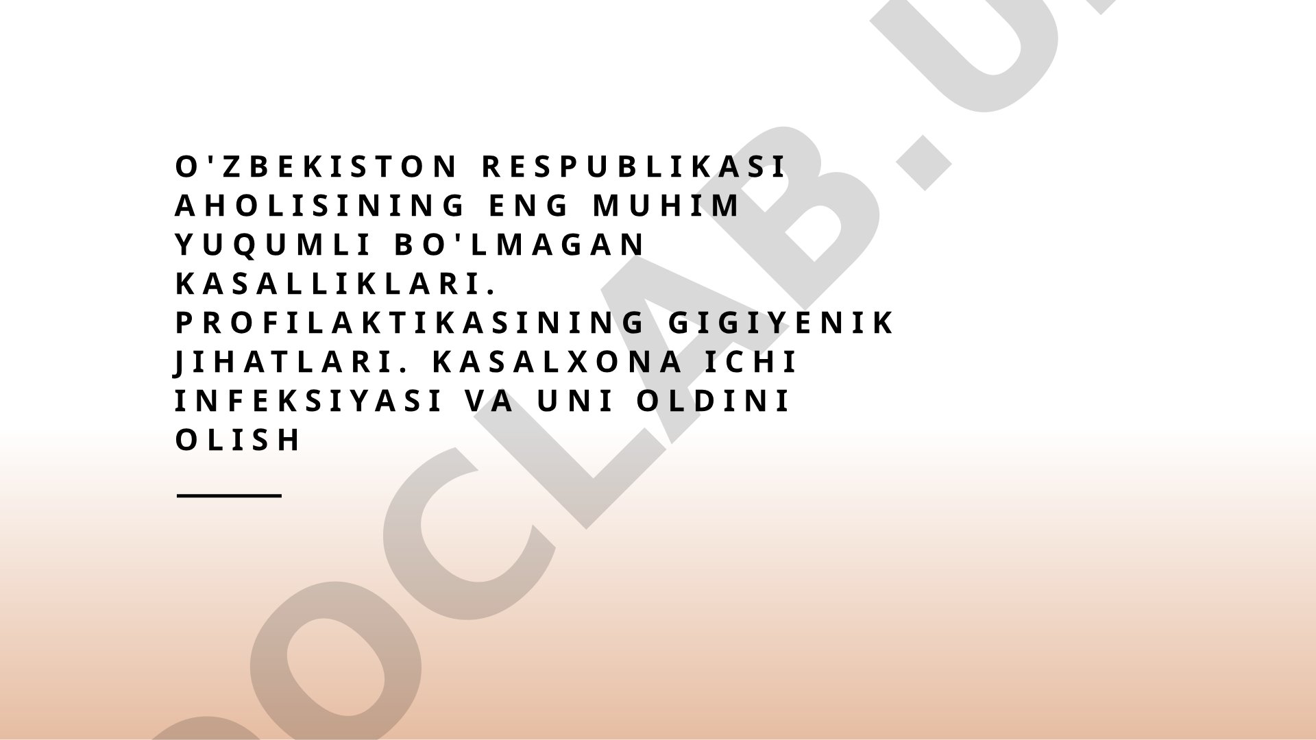O'zbekiston Respublikasi aholisining eng muhim yuqumli bo'lmagan kasalliklari profilaktikasining gigiyenik jihatlari