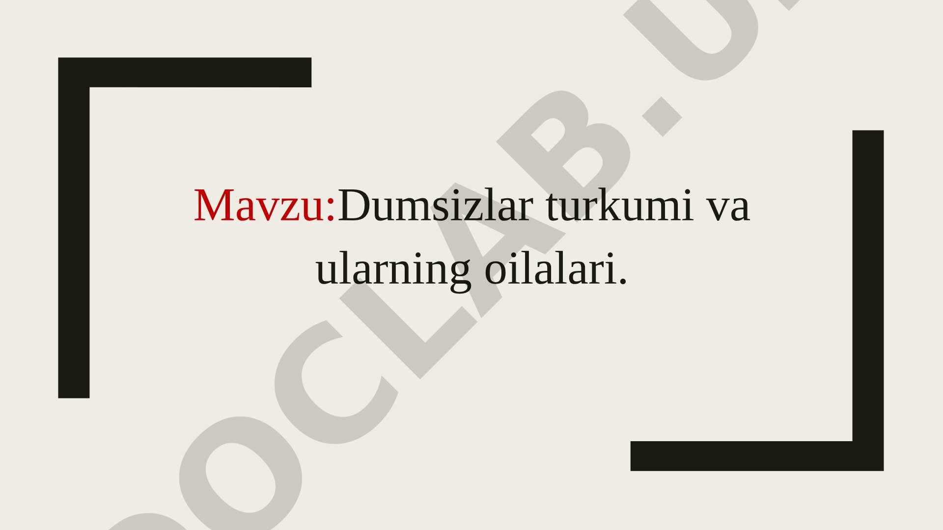 Dumsizlar turkumi va ularning oilalari