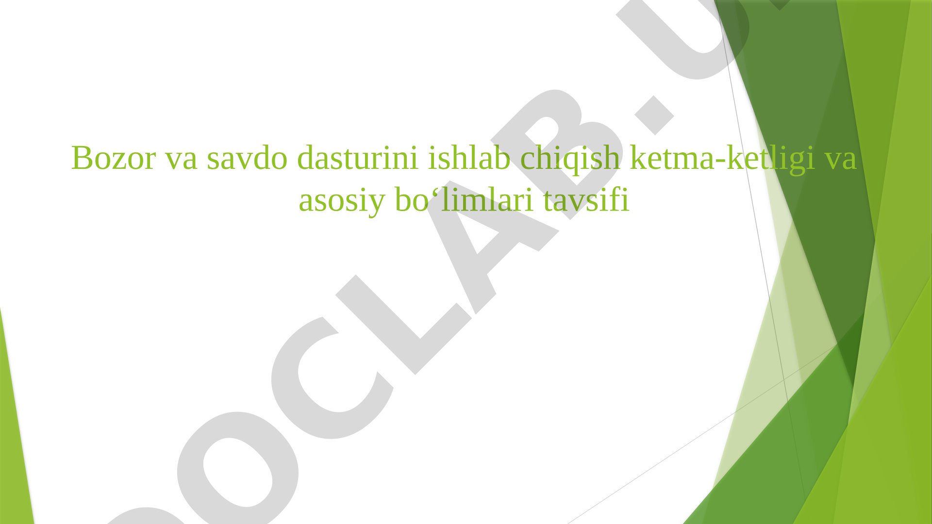 Bozor va savdo dasturini ishlab chiqish ketma-ketligi va asosiy bo‘limlari tavsifi