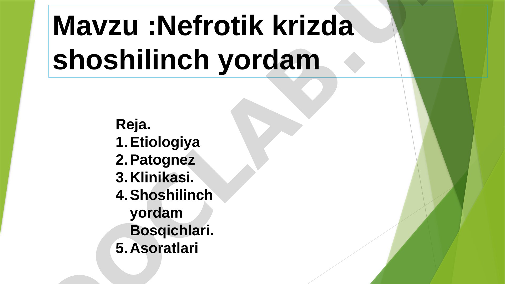 Nefrotik krizda shoshilinch yordam