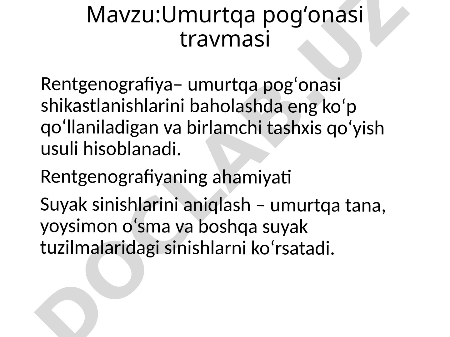 Umurtqa pogʻonasi travmasi rentgenografiyasi