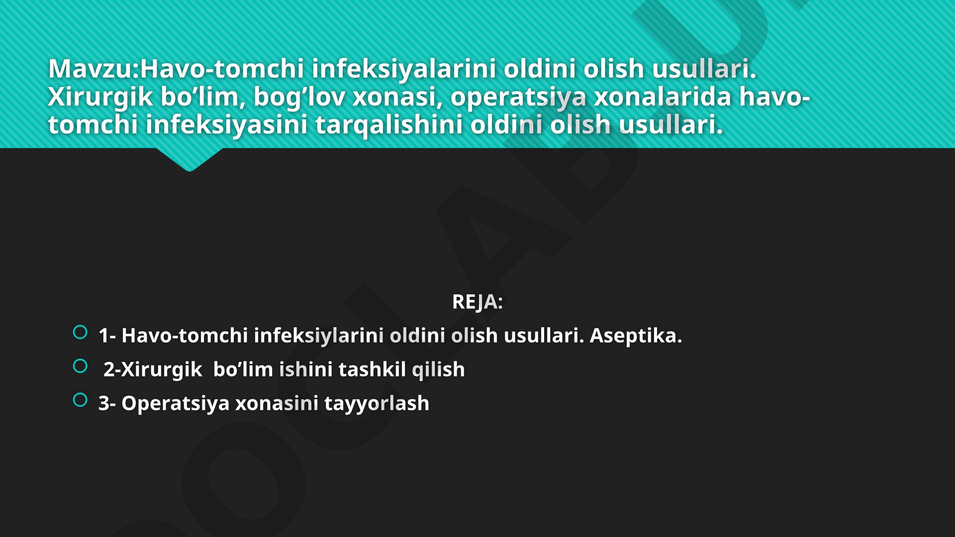 Havo-tomchi infeksiyalarini oldini olish usullari