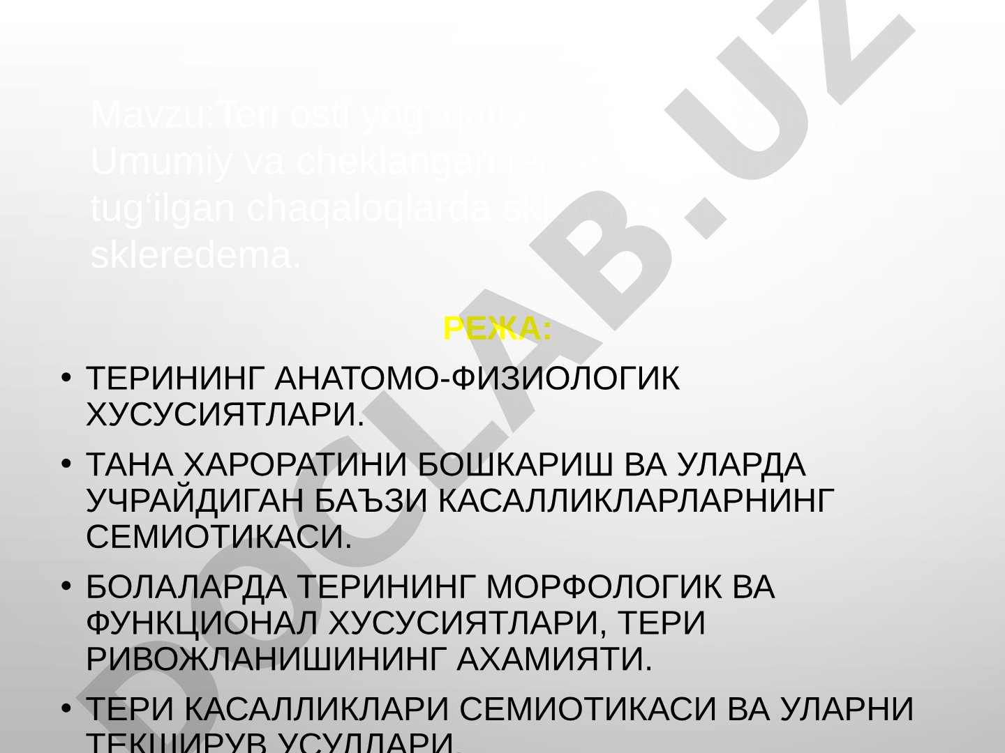 Teri osti yog‘ qatlamini hususiyatlari