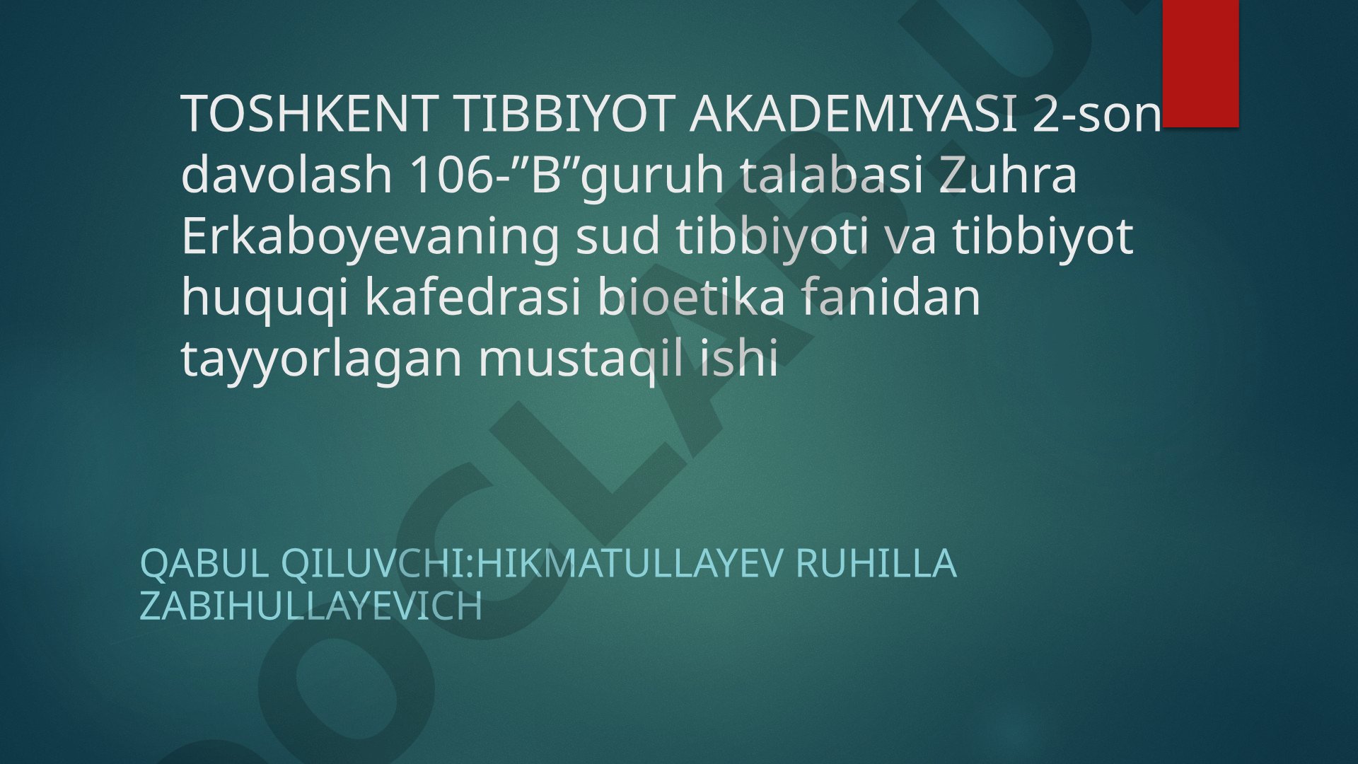 Sud-tibbiy ekspertizada etika masalalari