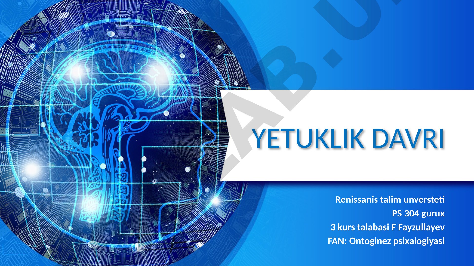 Yetuklik davri psixologiyasi