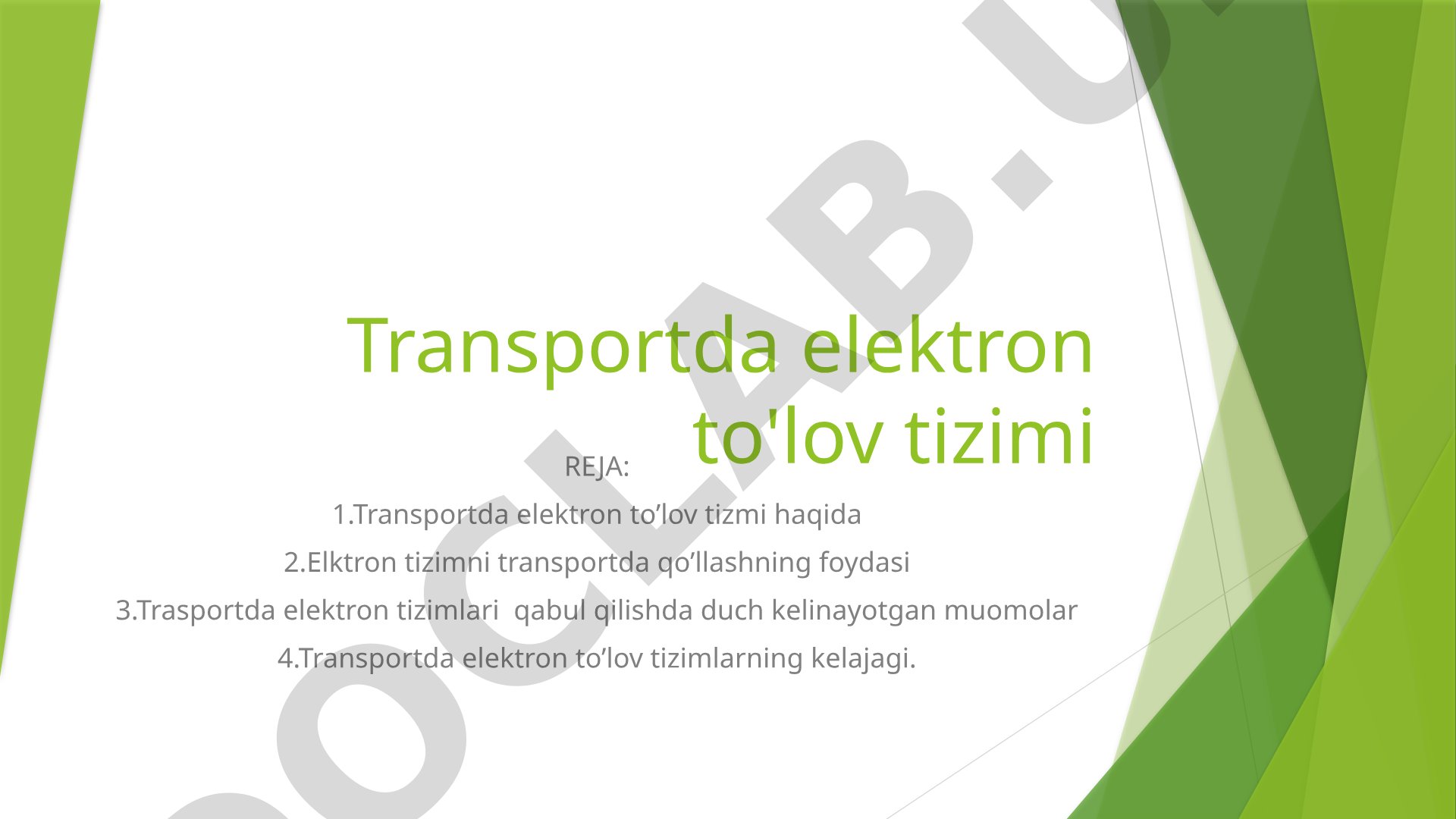 Transportda elektron to'lov tizimi