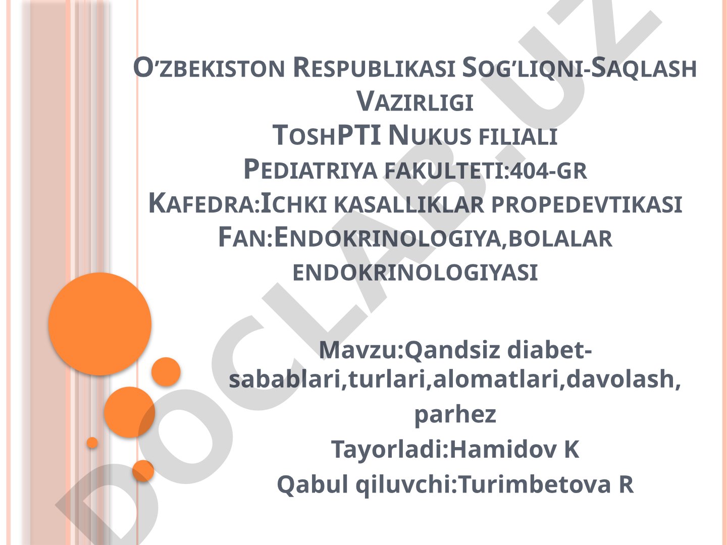 Qandsiz diabet - sabablari, turlari, alomatlari, davolash, parhez