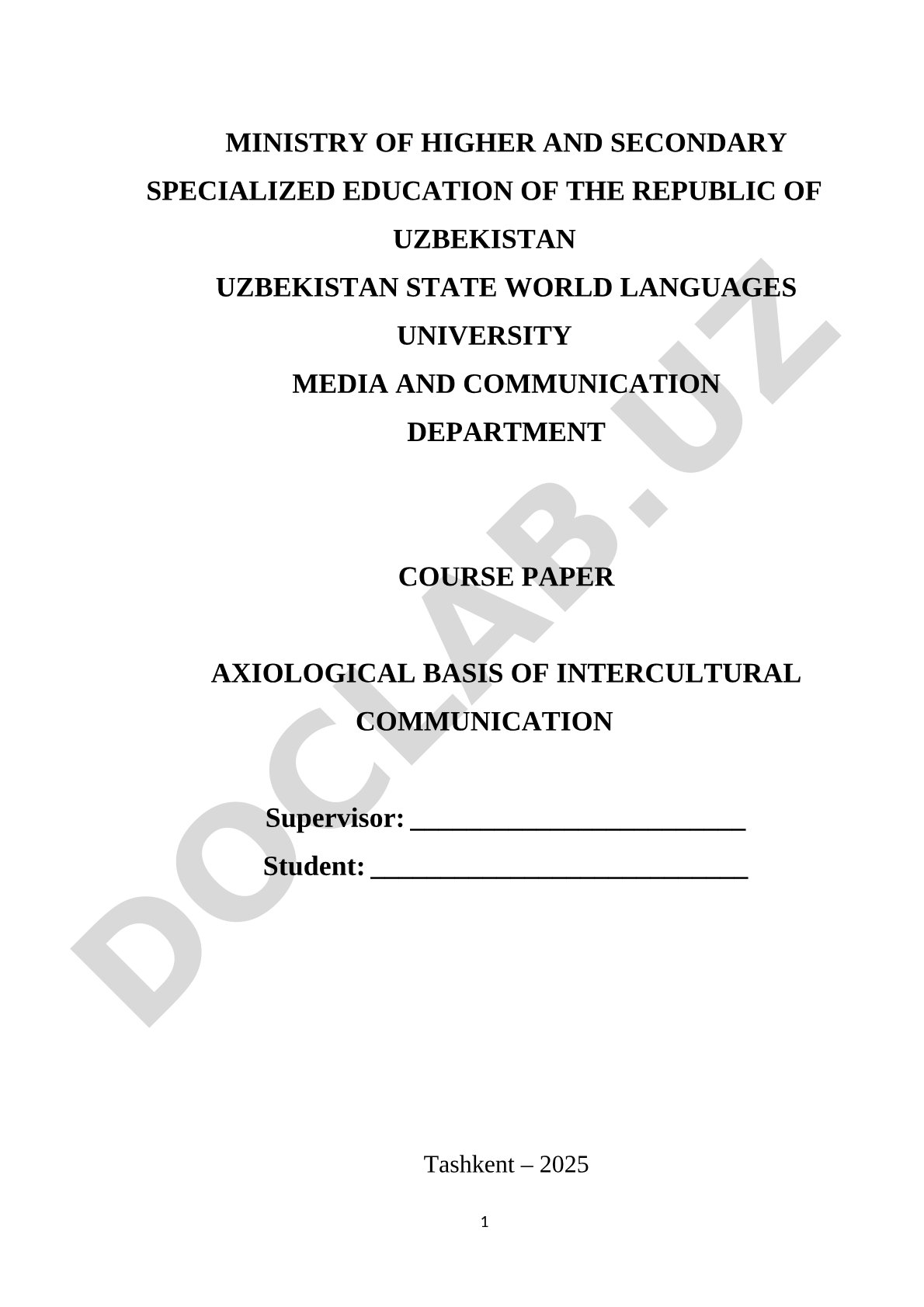 Axiological Basis of Intercultural Communication