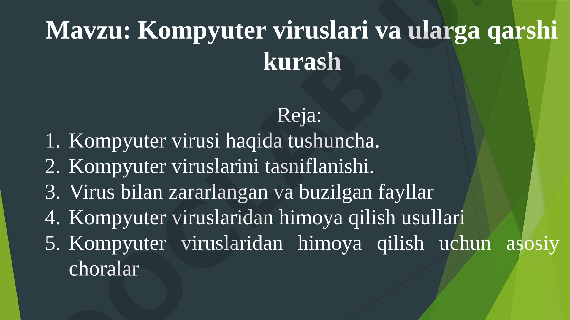 Kompyuter viruslari va ularga qarshi kurash
