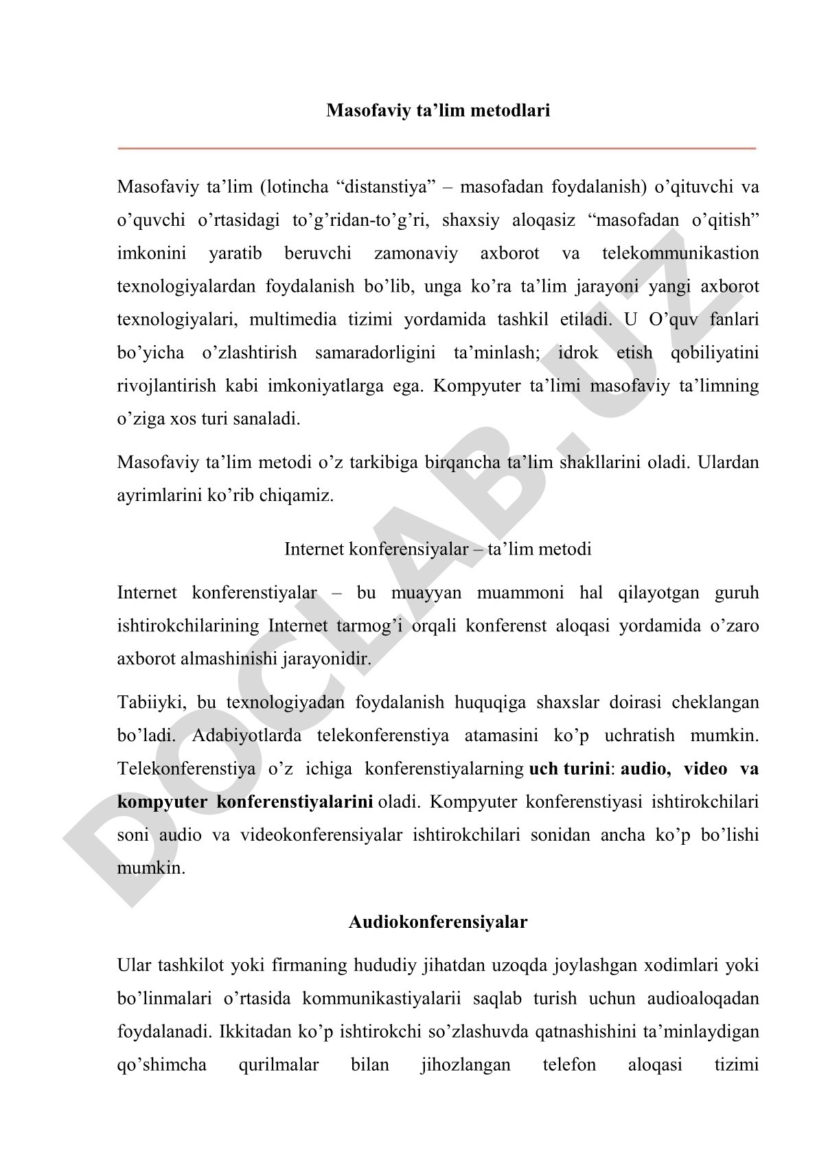 Masofaviy ta'lim metodlari