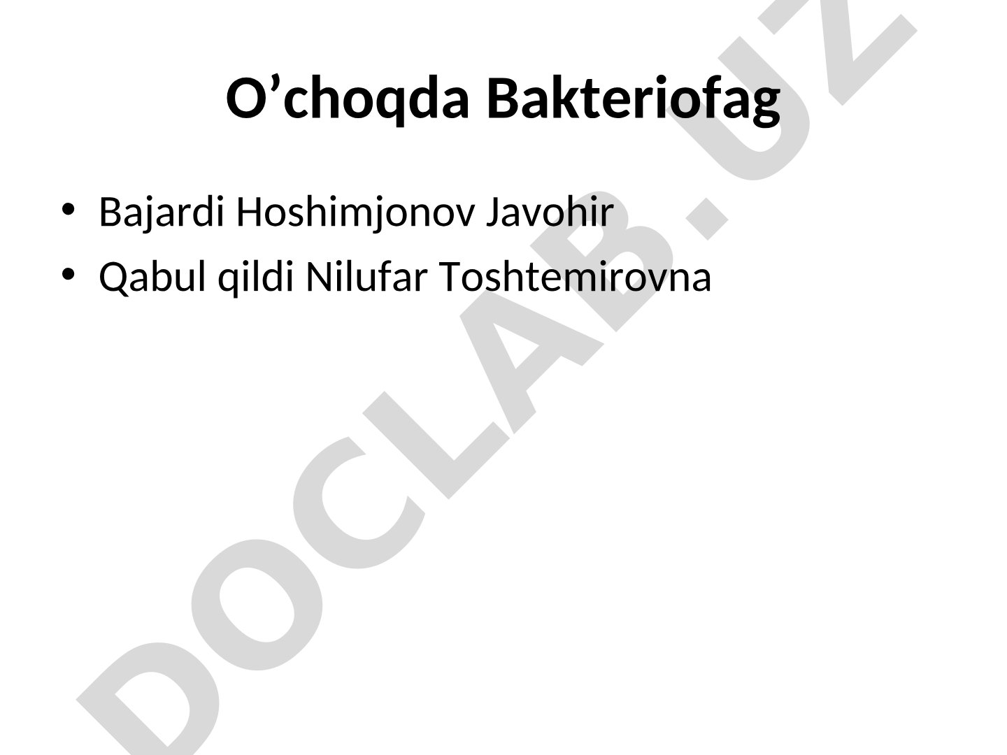 O'choqda Bakteriofag