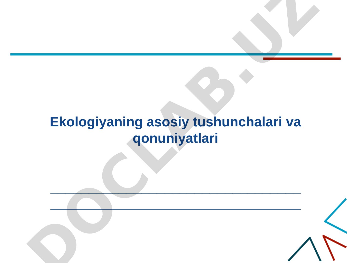 Ekologiyaning asosiy tushunchalari va qonuniyatlari