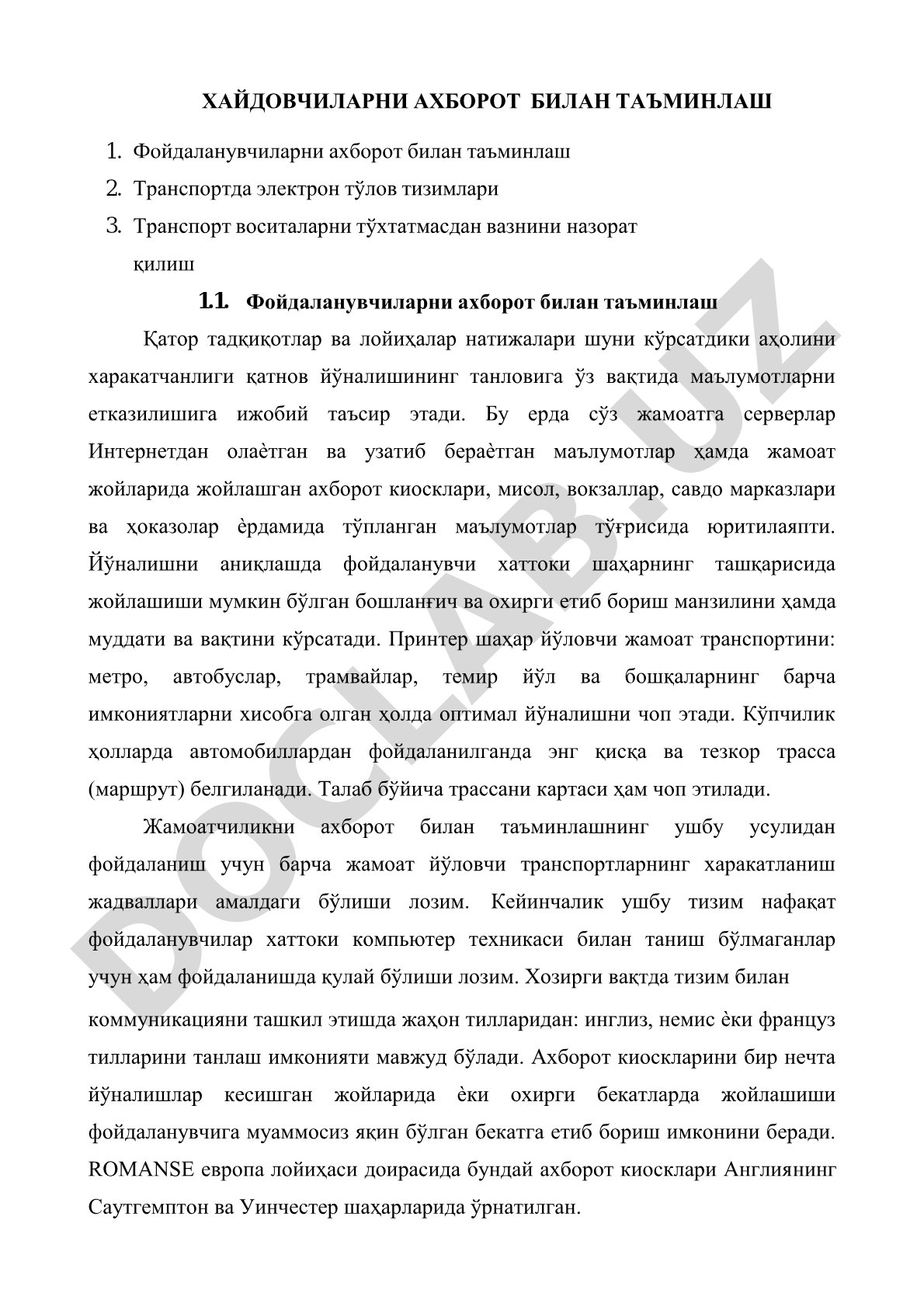 Хайдовчиларни ахборот билан таъминлаш